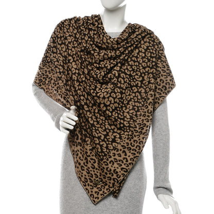 Louis Vuitton Cashmere Silk Carre Leopard Scarf Marron 2 of 4