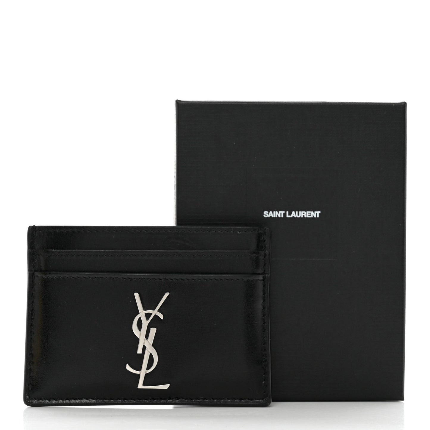 Calfskin Monogram Credit Card Case Black