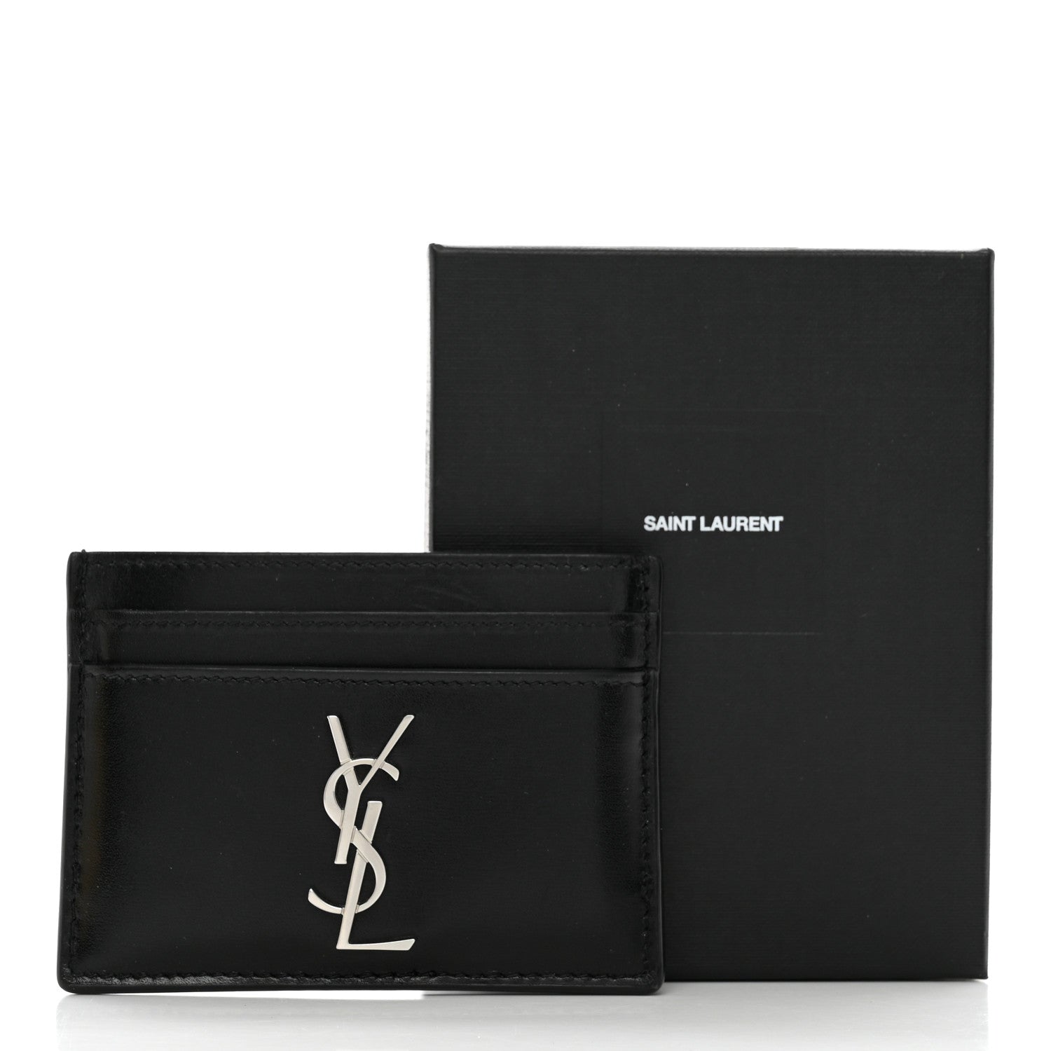 Saint Laurent Calfskin Monogram Credit Card Case Black 12 of 12