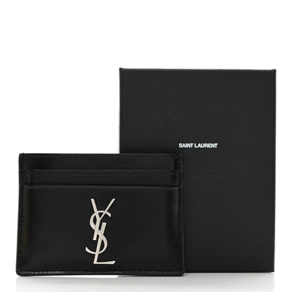 Saint Laurent Calfskin Monogram Credit Card Case Black 12 of 12