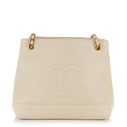 Chanel Caviar CC Shoulder Bag Beige 1 of 8