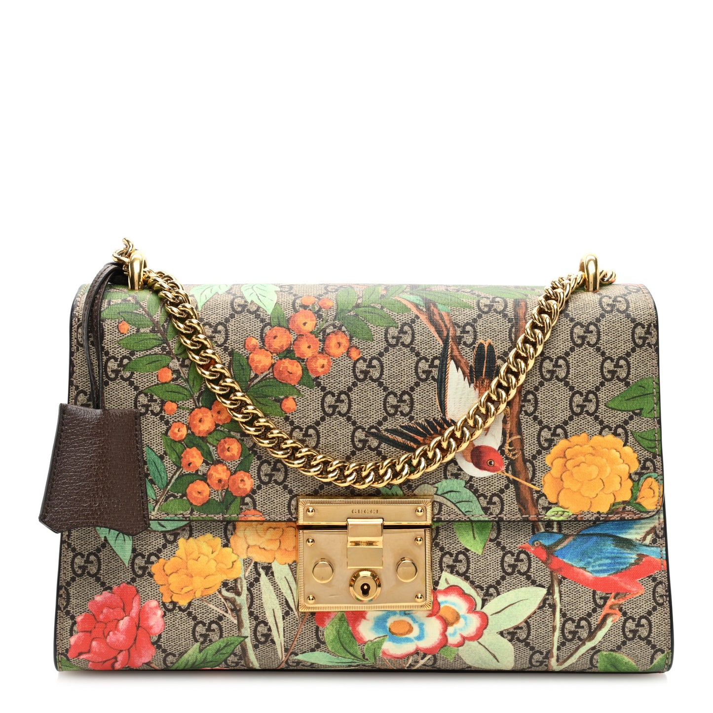 GG Supreme Monogram Tian Medium Padlock Shoulder Bag Beige Multicolor New Acero