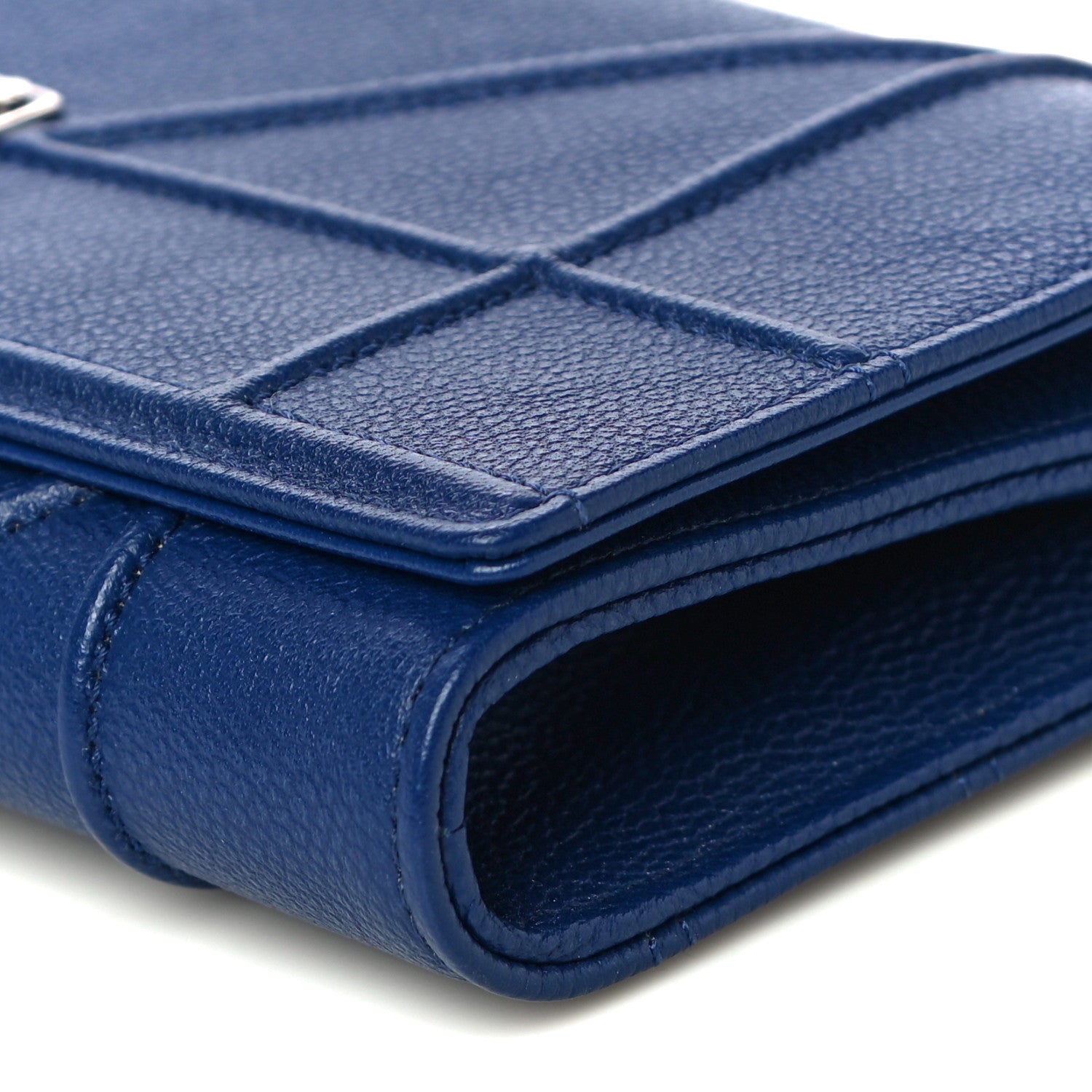 Christian Dior Grained Calfskin Diorama Croisiere Chain Wallet Blue 9 of 10
