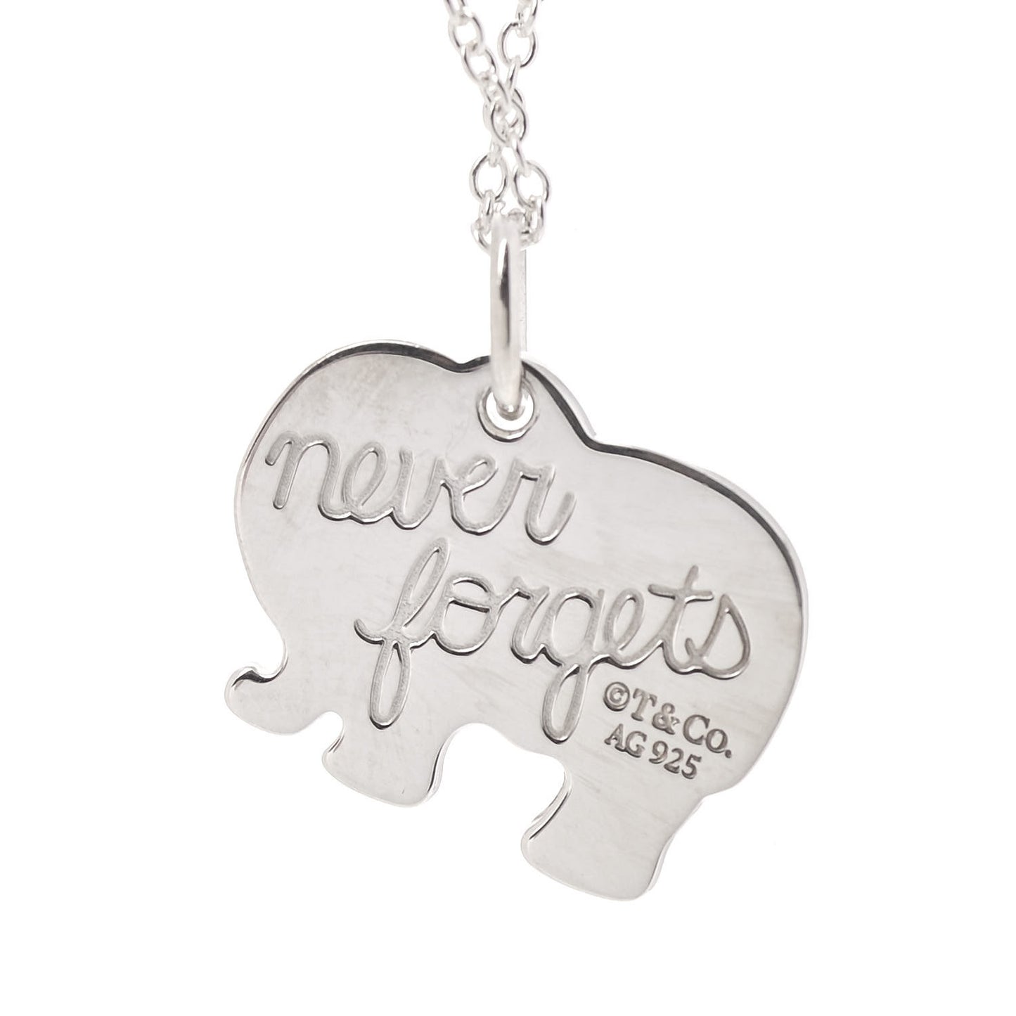 Sterling Silver Elephant Never Forgets Pendant Necklace
