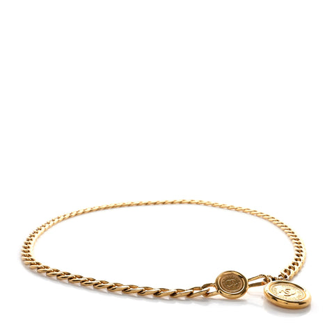 Metal Chain CC Medallion Belt Gold