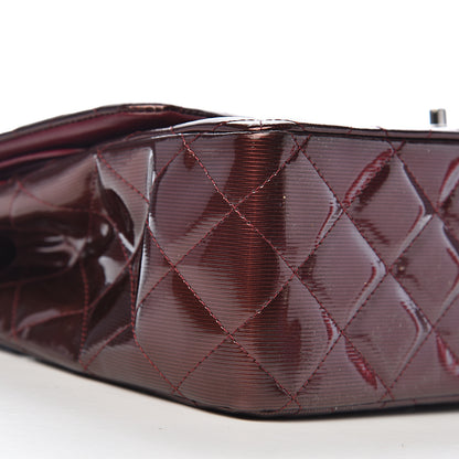 Chanel Striated Patent Quilted Jumbo Double Flap Burgundy 15 of 17