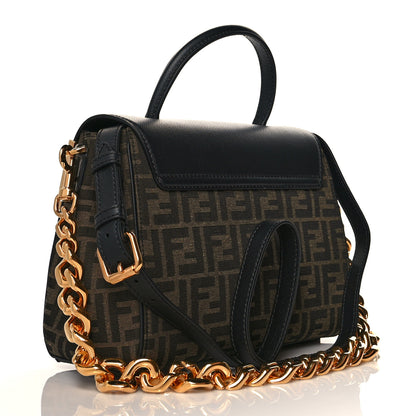 Versace X FENDI Grained Calfskin Fendace Medium La Medusa Top Handle Bag Black Brown 3 of 11