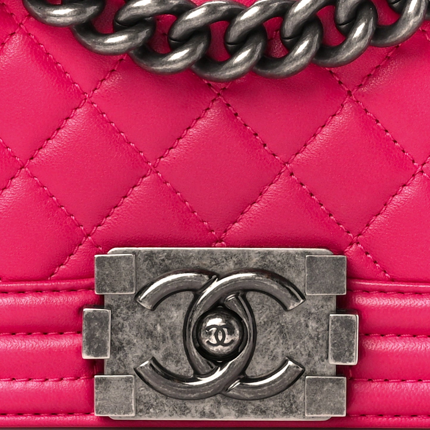 Lambskin Quilted Small Boy Flap Dark Pink