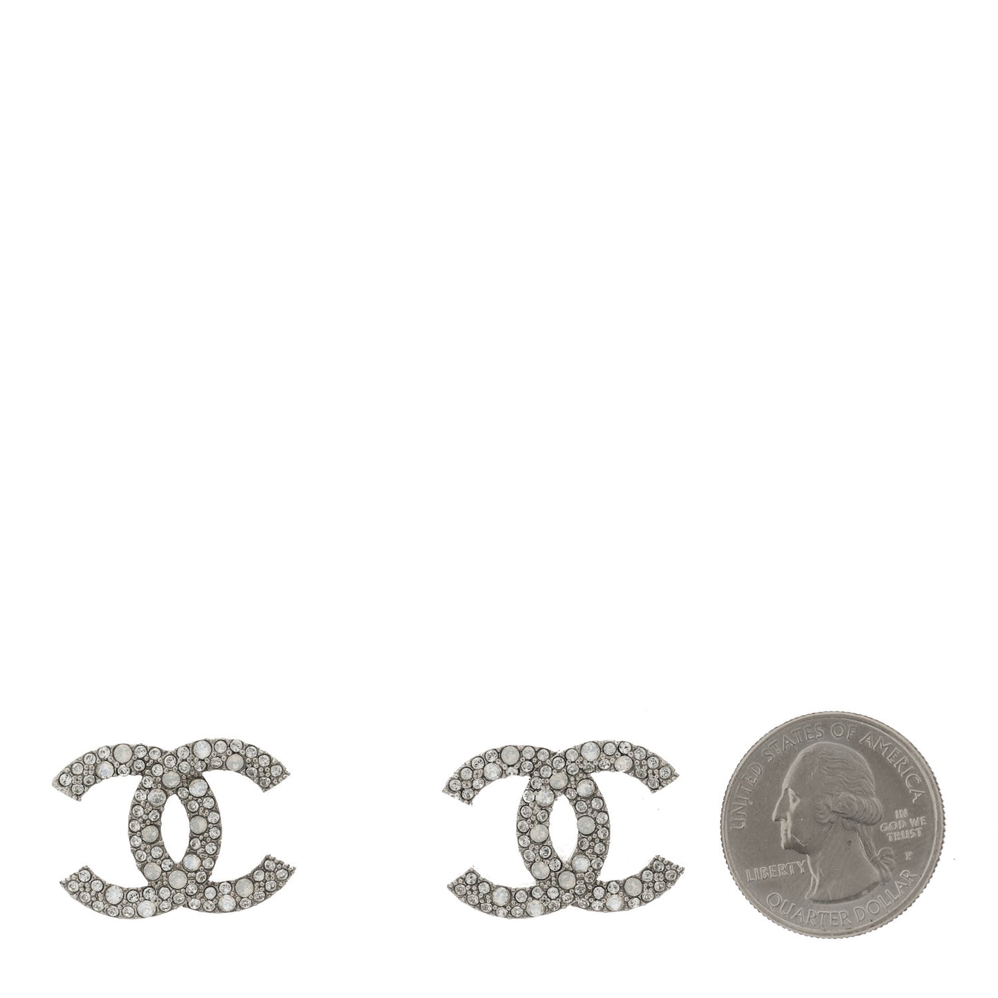 Crystal Large CC Earrings Silver