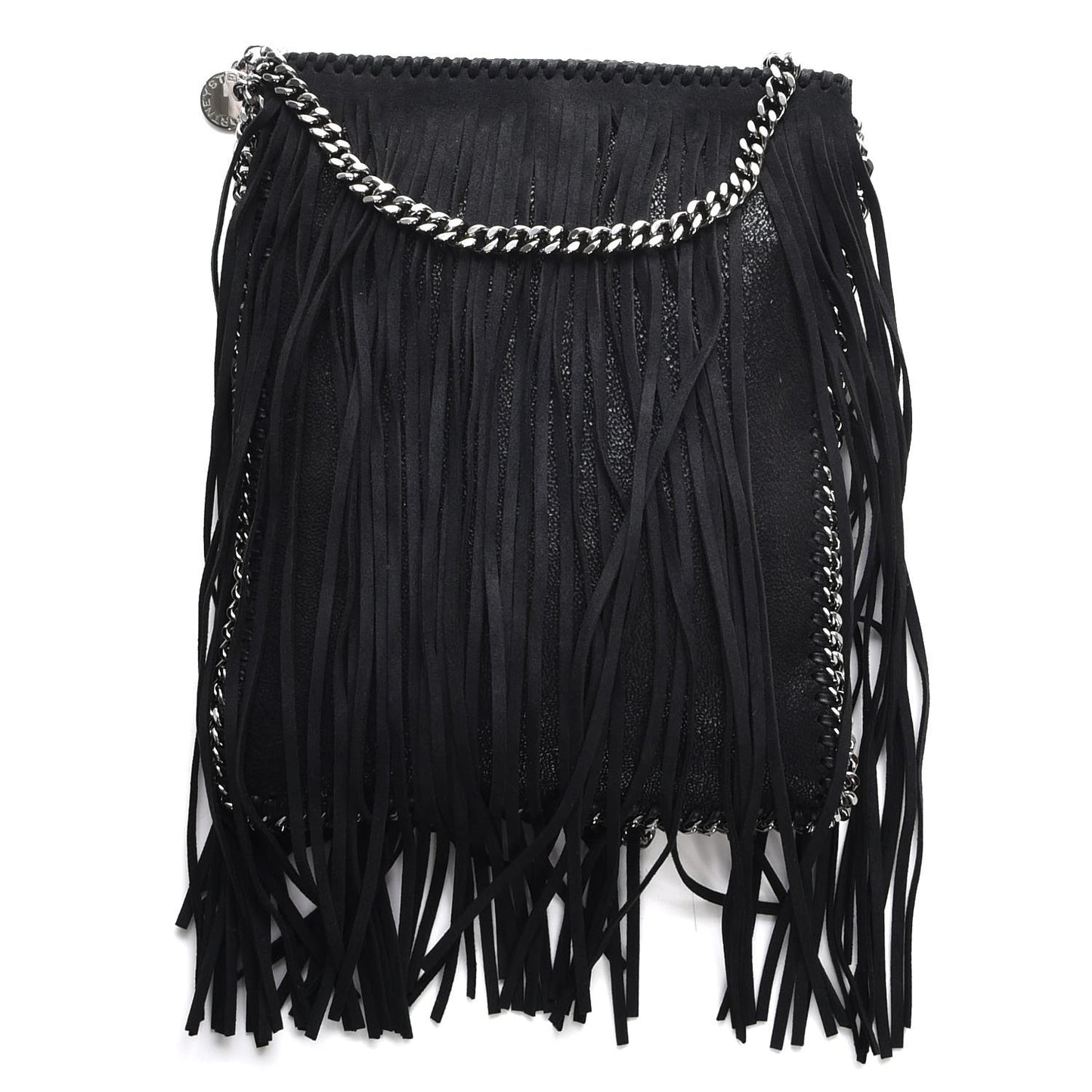 Shaggy Deer Fringe Flat Crossbody Black