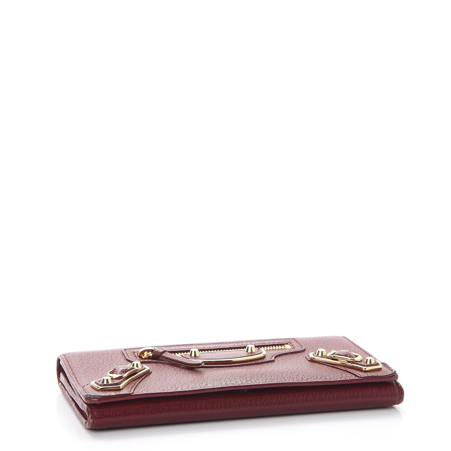 Balenciaga Chevre Gold Metallic Edge Hardware Money Wallet Bordeaux 4 of 15