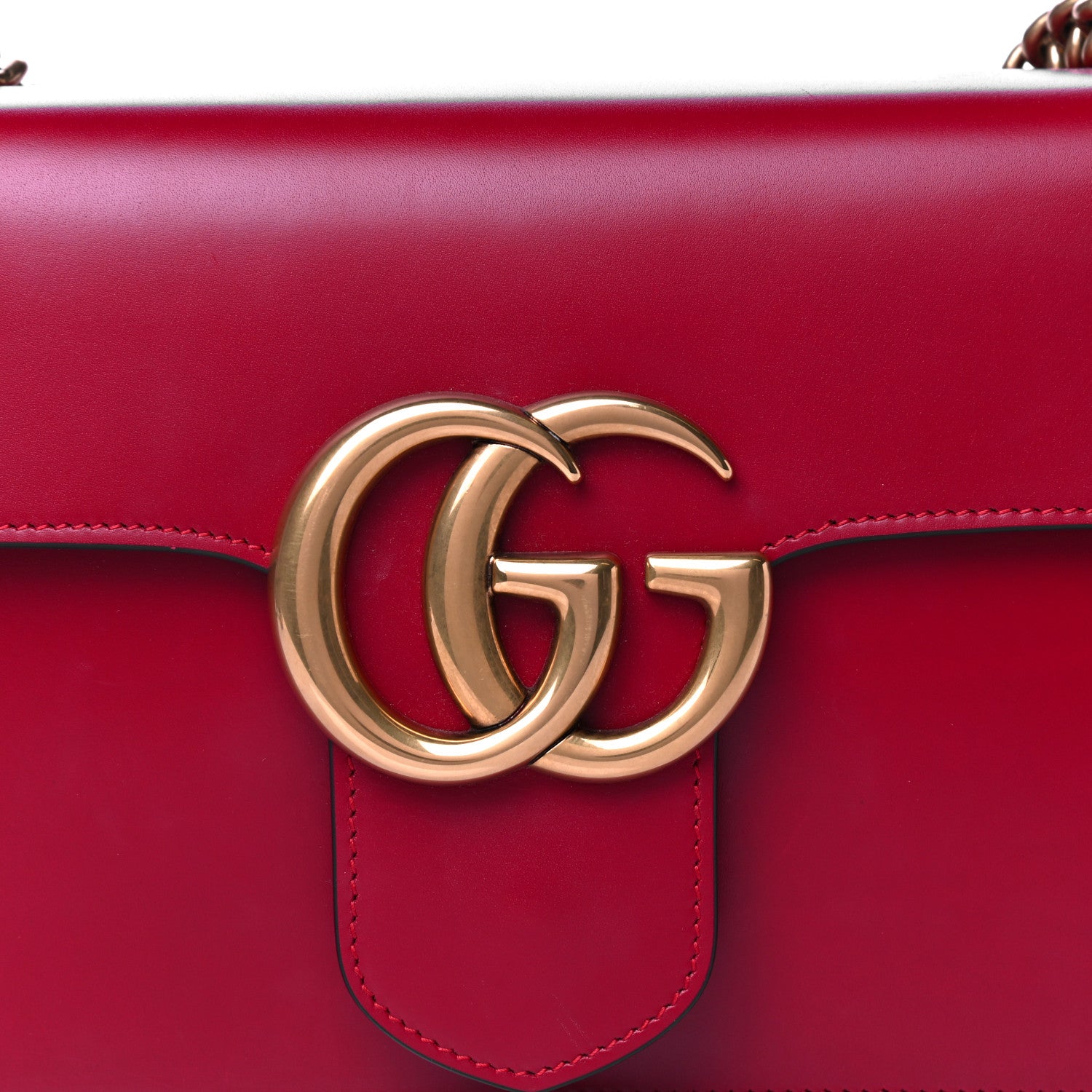 Gucci Knight Calfskin Medium GG Marmont Chain Handle Bag Hibiscus Red 8 of 11
