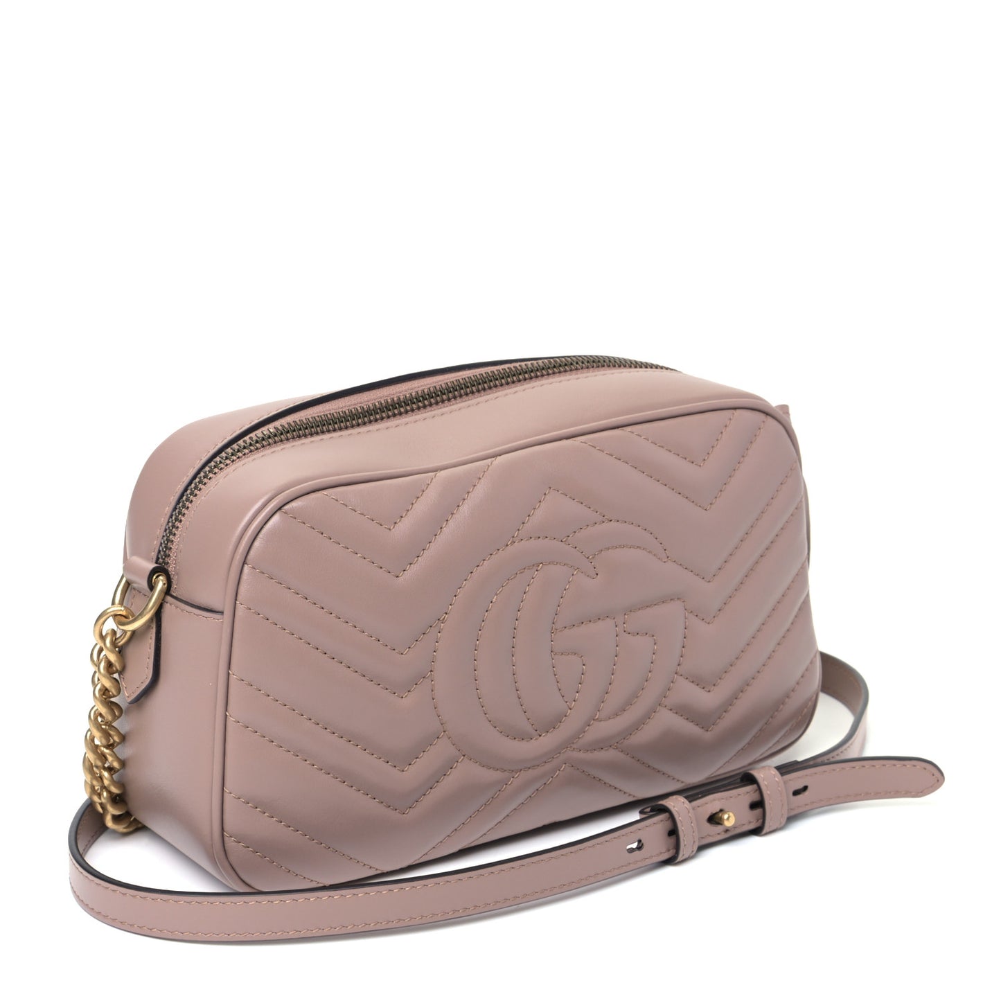 Calfskin Matelasse Small GG Marmont Chain Shoulder Bag Porcelain Rose