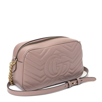 Gucci Calfskin Matelasse Small GG Marmont Chain Shoulder Bag Porcelain Rose 2 of 5