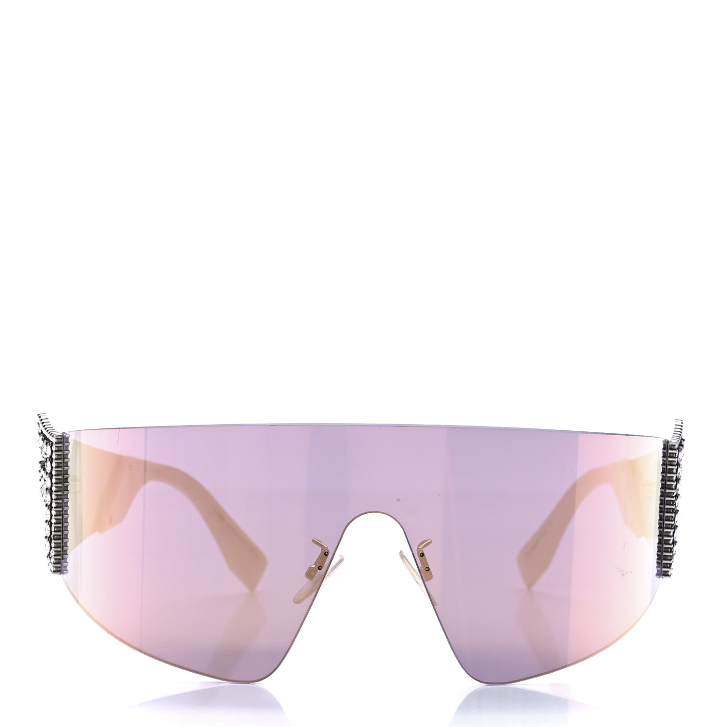 Fendi Mirrored Crystal Embellished FFreedom Shield Sunglasses FF 0382/S Pink 2 of 7