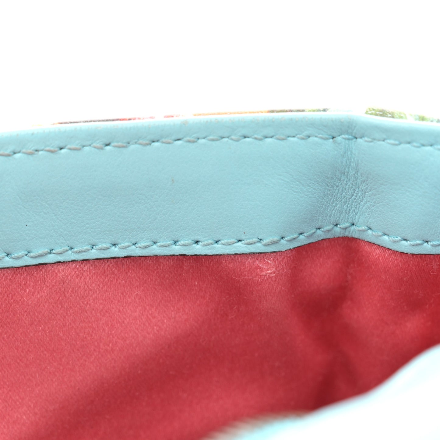 X UNSKILLED WORKER Calfskin Matelasse Flora Painted Small GG Marmont Shoulder Bag Cloudy Blue Multicolor