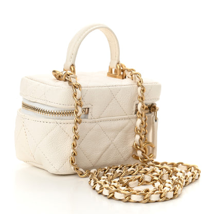 Chanel Caviar Quilted Mini Top Handle Vanity With Chain White 3 of 11