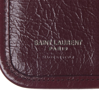 Saint Laurent Crinkled Calfskin Matelasse Monogram Niki Card Holder Rouge Legion 6 of 6