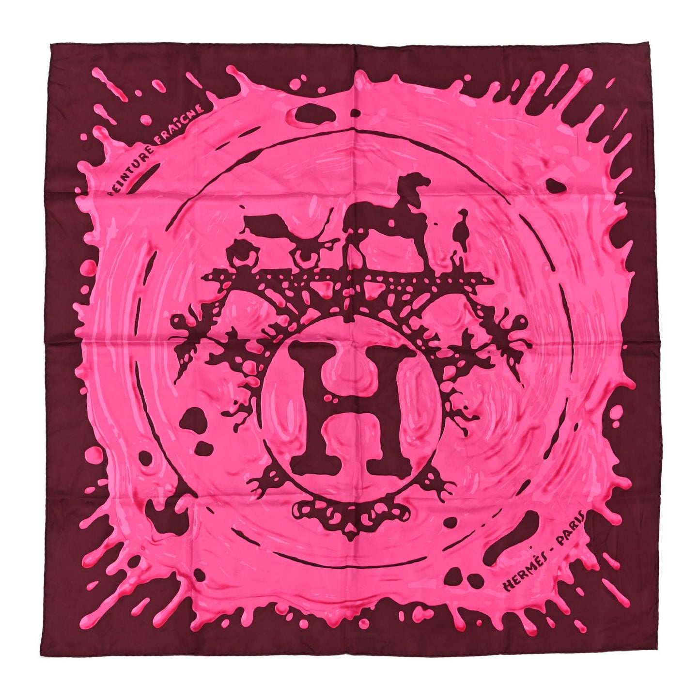 Silk Peinture Fraiche Scarf 90 Prune Rose Indien