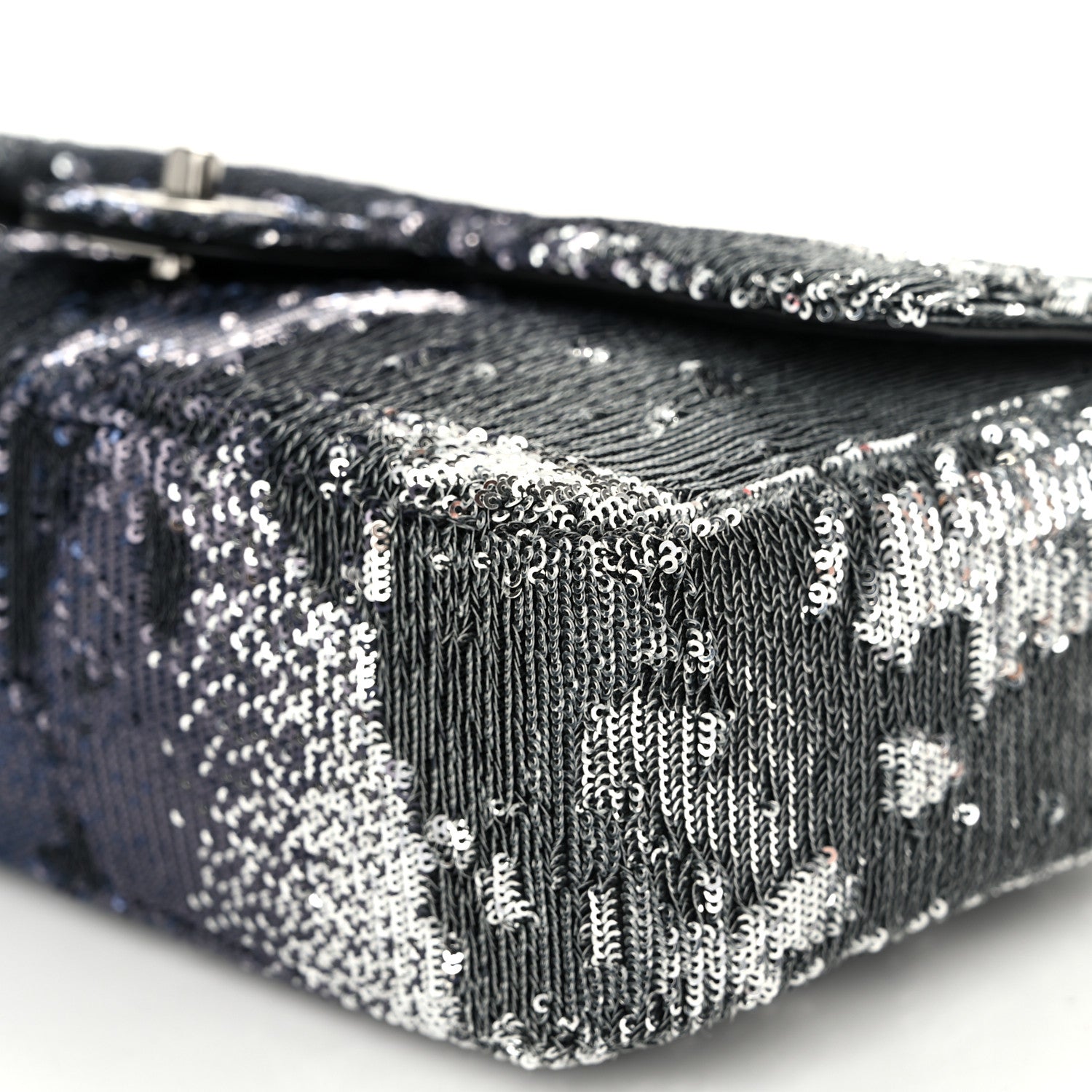 Chanel Sequin Medium Single Flap Silver Black 10 of 10