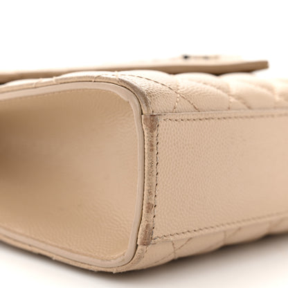 Saint Laurent Grain De Poudre Textured Mixed Matelasse Medium Triquilt Monogram Satchel Dark Beige 9 of 15