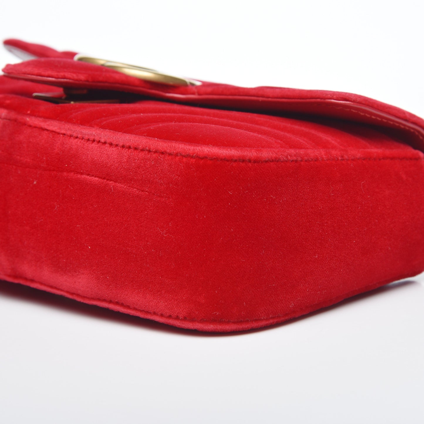 Velvet Matelasse Mini GG Marmont Shoulder Bag Hibiscus Red