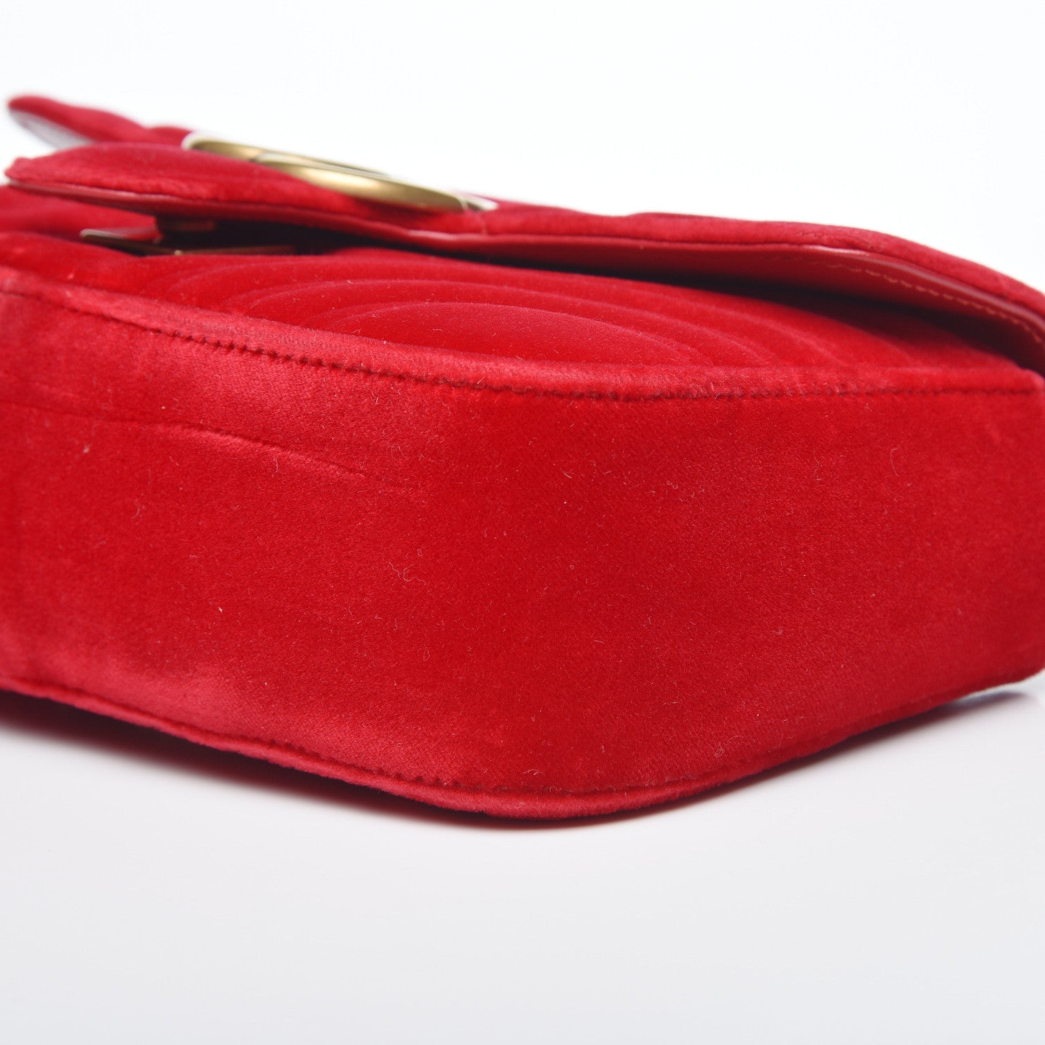 Gucci Velvet Matelasse Mini GG Marmont Shoulder Bag Hibiscus Red 7 of 10