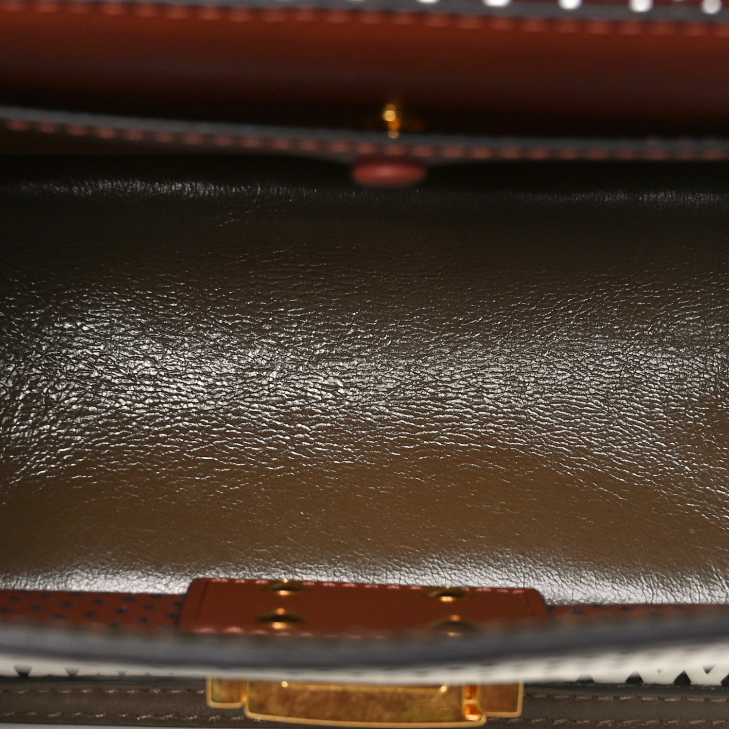 Fendi Vitello Liberty Glossy Lambskin F is Fendi Perforated Kan U Shoulder Bag White Ice Rust Maya 6 of 9