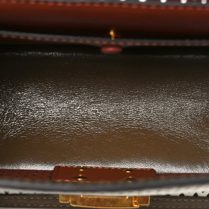 Fendi Vitello Liberty Glossy Lambskin F is Fendi Perforated Kan U Shoulder Bag White Ice Rust Maya 6 of 9