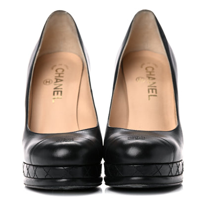Chanel Lambskin CC Cap Toe Platform Pumps 38.5 Black 2 of 18