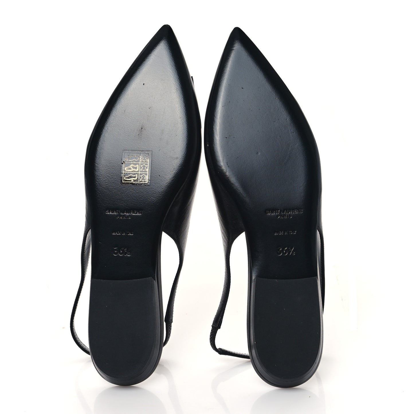 Patent Smooth Lambskin Anais Slingback Flats 36.5 Black Navy