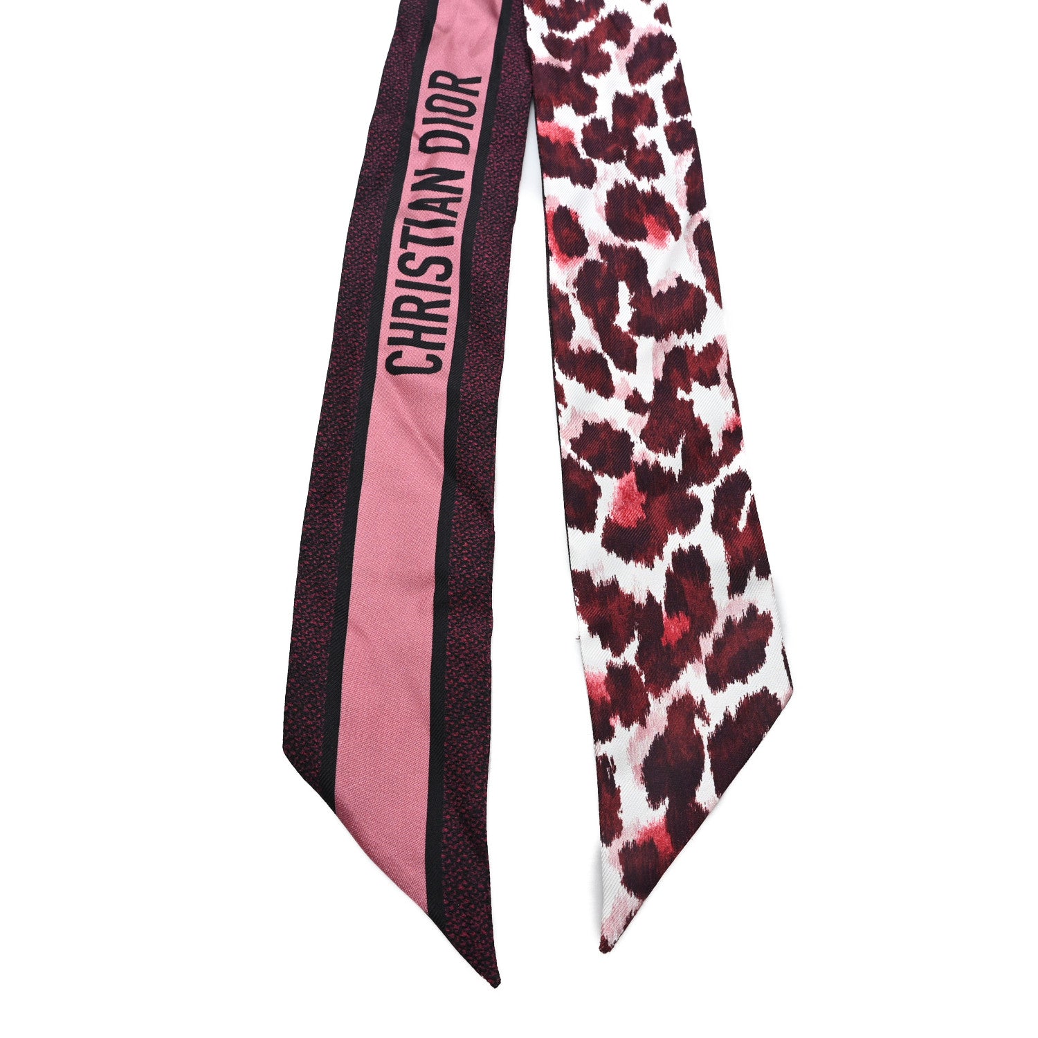 Christian Dior Silk Twill Cheetah Mitzah Scarf Black Pink Multicolor White Pink Multicolor 2 of 3