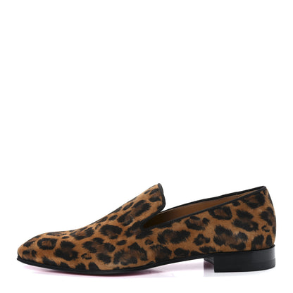 Christian Louboutin Veau Velours Leopard Mens Dandelion Flat Loafers 39 Caramel 1 of 8