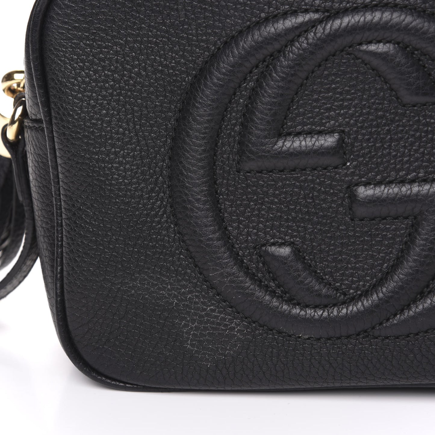 Pebbled Calfskin Small Soho Disco Bag Black