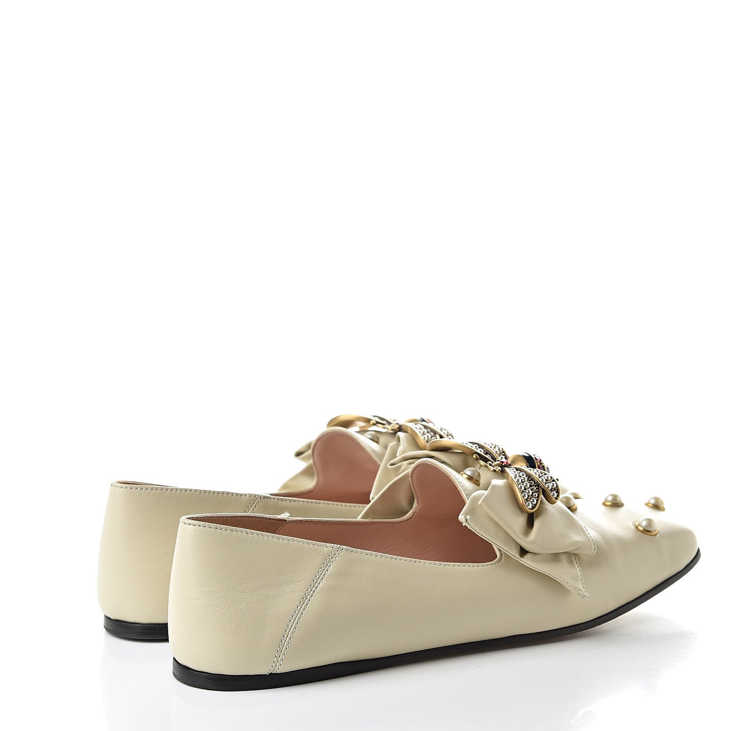 Nappa Pearl Studded Queen Margaret Loafers 36 White