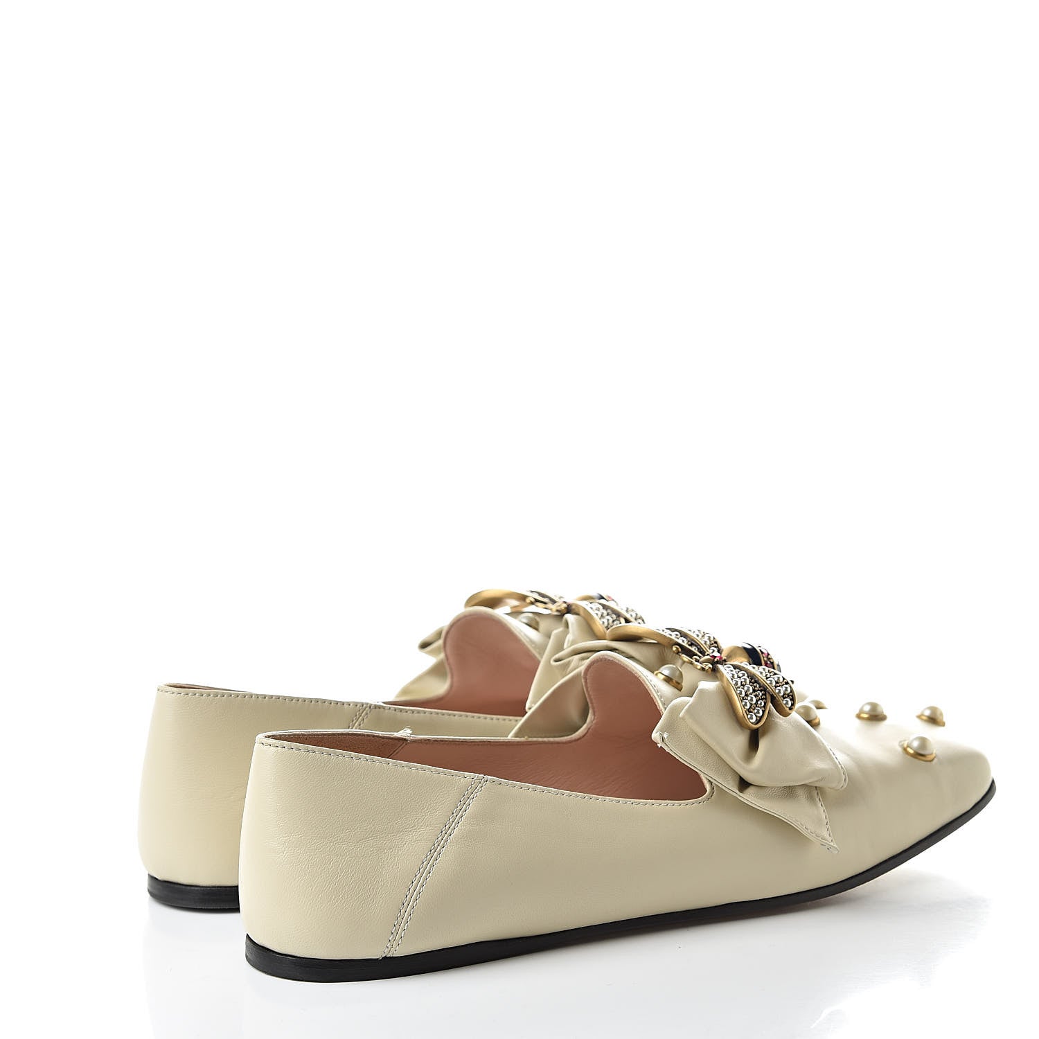 Gucci Nappa Pearl Studded Queen Margaret Loafers 36 White 4 of 13