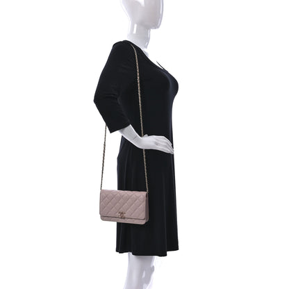 Chanel Caviar Quilted Wallet on Chain WOC Light Pink 2 of 12