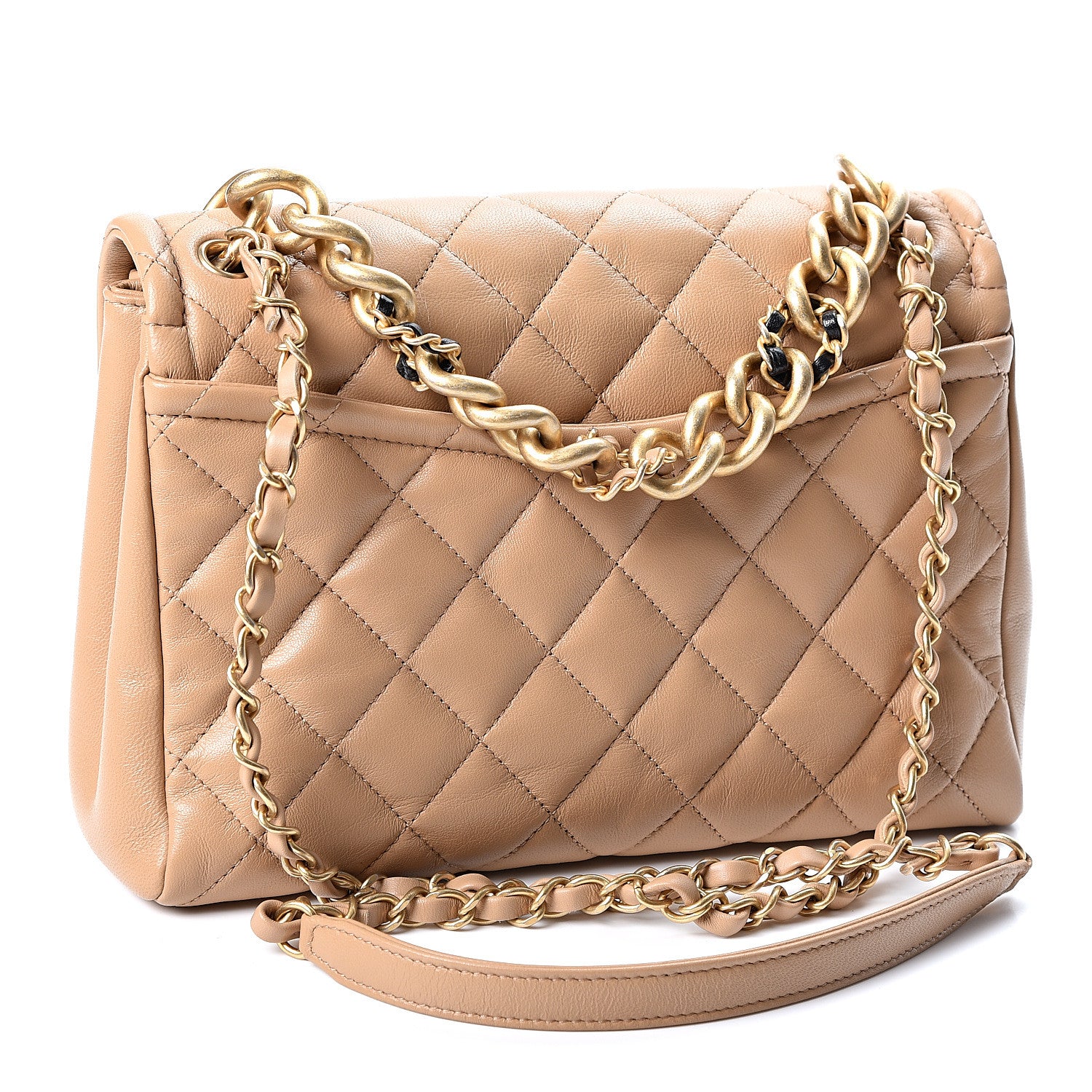 Chanel Lambskin Quilted Medium Linked In Flap Beige 2 of 9