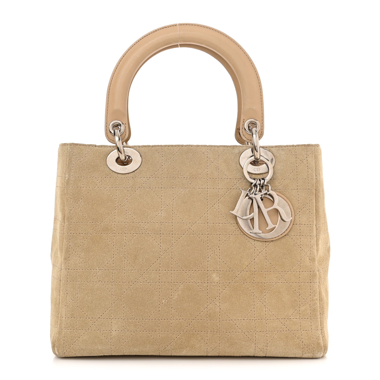 Christian Dior Suede Cannage Medium Lady Dior Beige 1 of 12