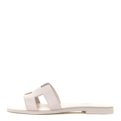 Hermes Box Calfskin Oran Sandals 38 Rose Pale 1 of 11