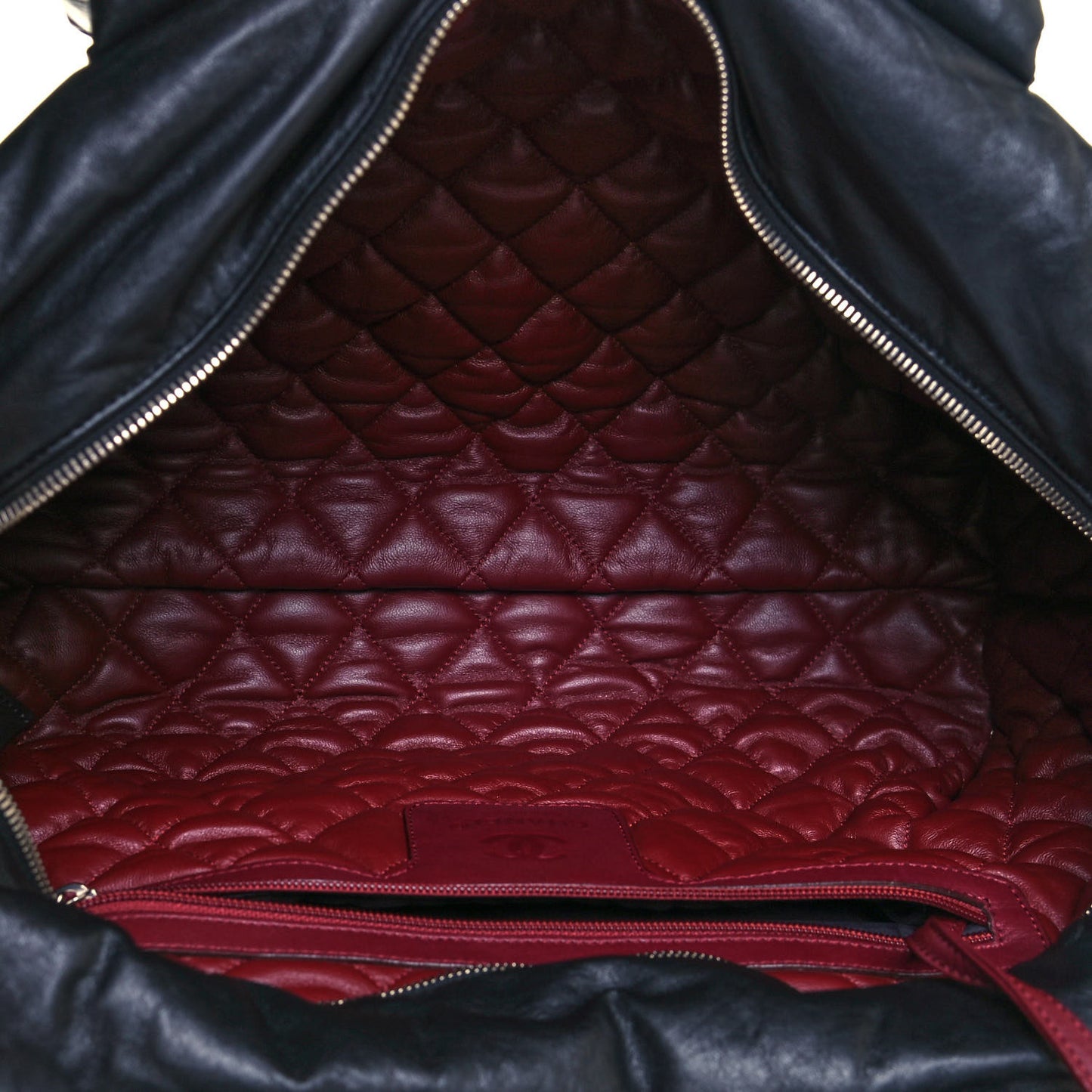 Lambskin Quilted Extra Large Coco Cocoon Reversible Tote Black