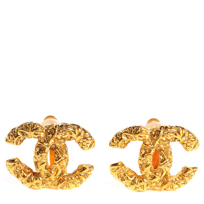 Chanel Textured CC Clip On Earrings Gold 1 of 5