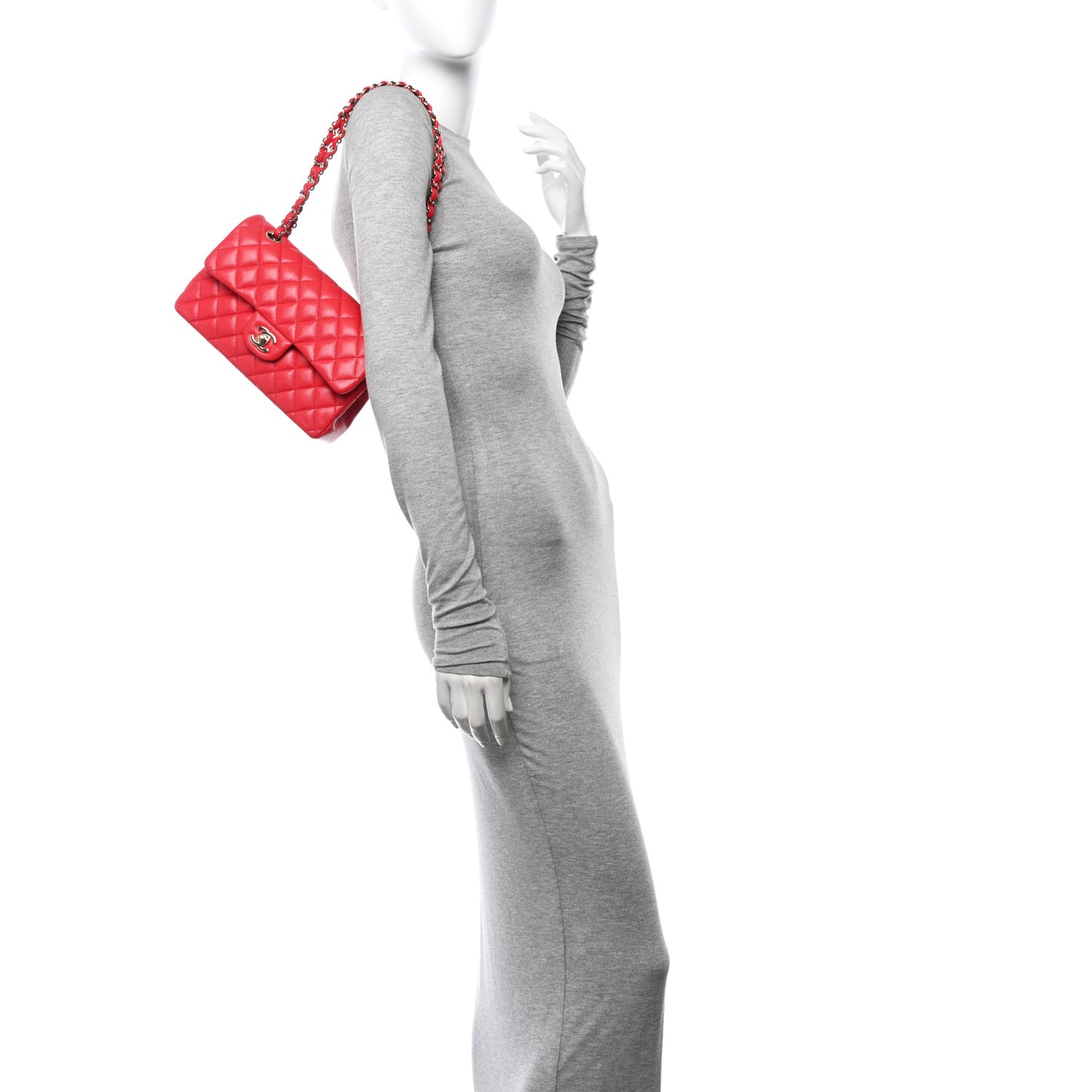 Caviar Quilted Small Double Flap Red