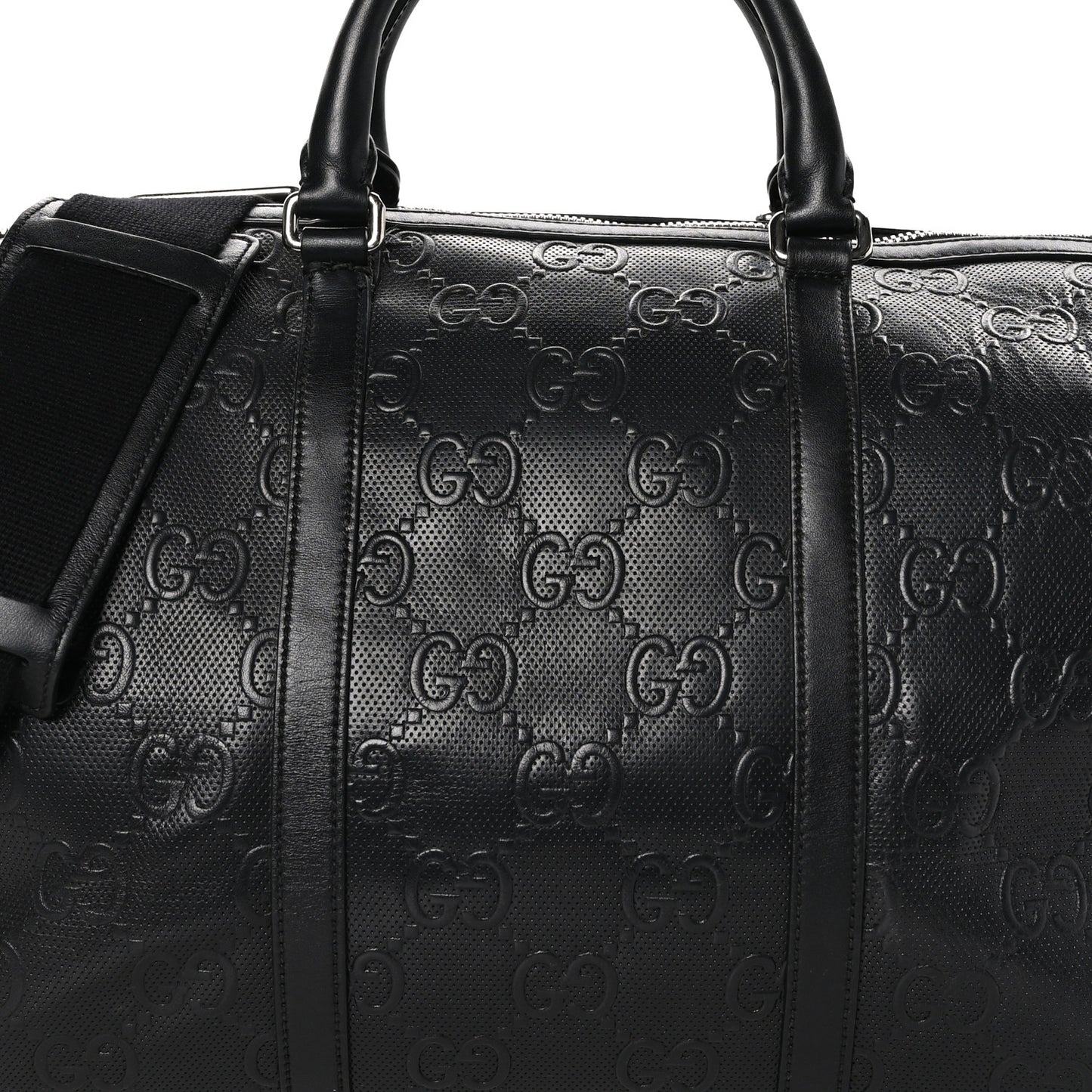 Calfskin GG Tennis Embossed Duffle Bag Black
