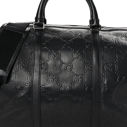 Gucci Calfskin GG Tennis Embossed Duffle Bag Black 7 of 14