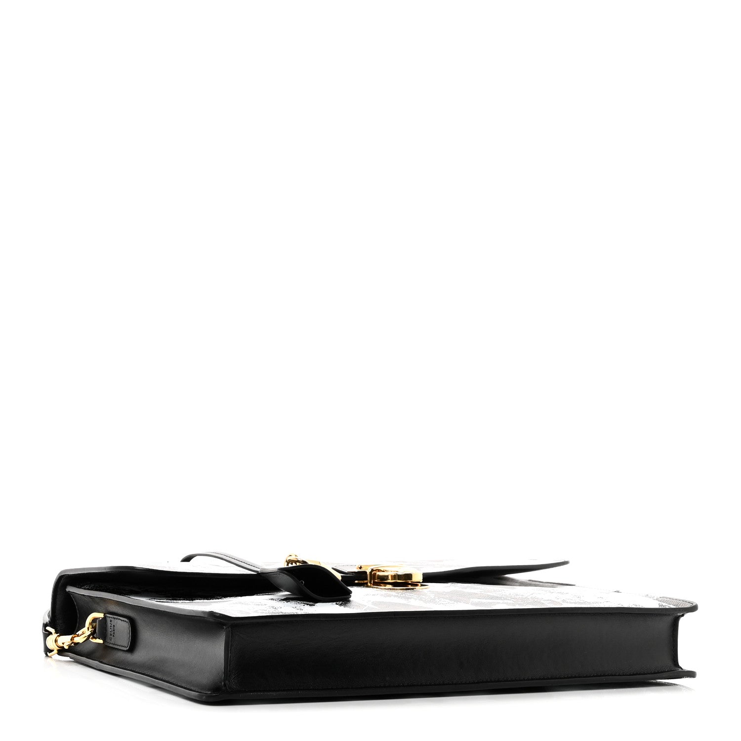Celine Triomphe Canvas Calfskin Cartable Small Briefcase Black