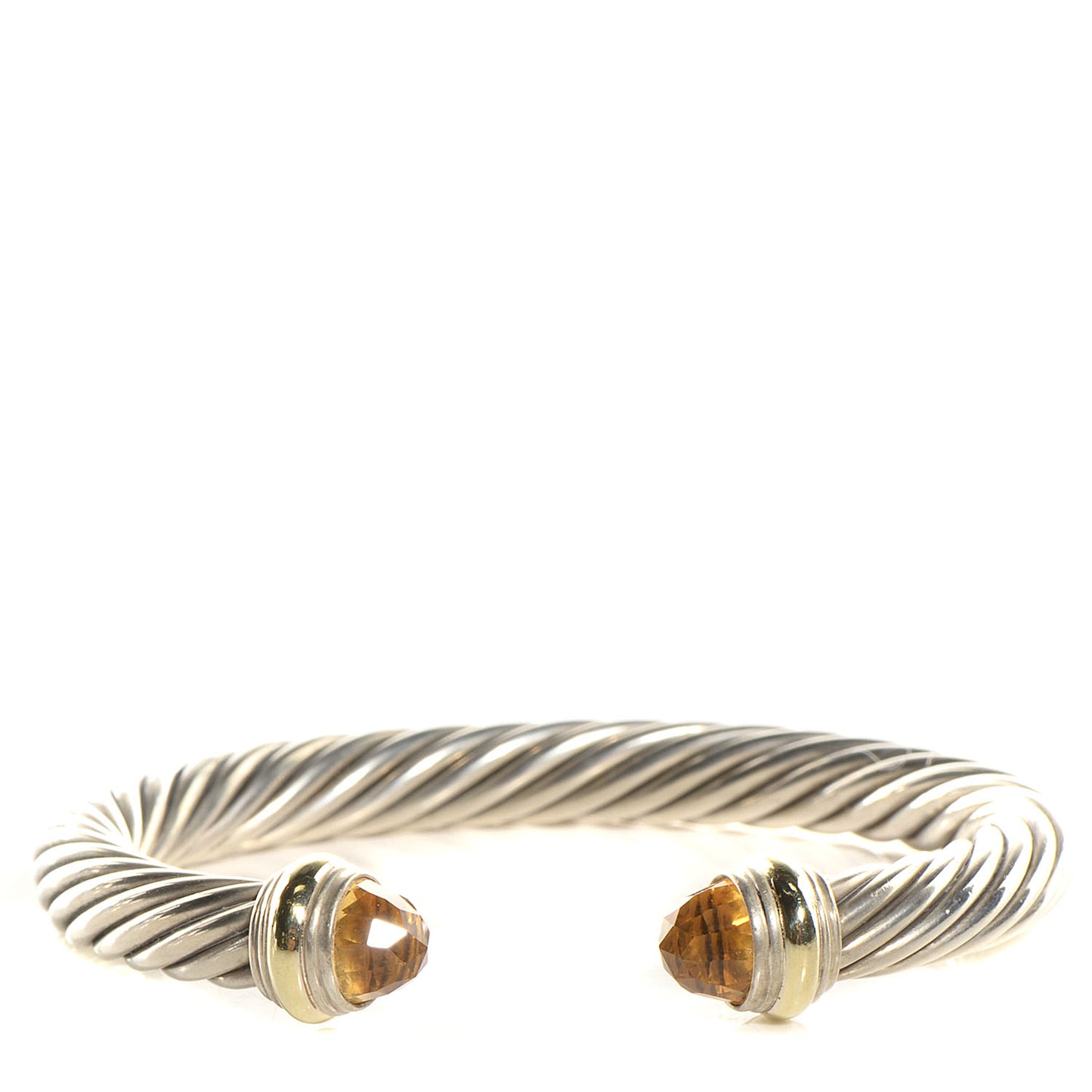 Sterling Silver 14K Yellow Gold Citrine 7mm Cable Classics Bracelet