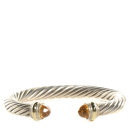 David Yurman Sterling Silver 14K Yellow Gold Citrine 7mm Cable Classics Bracelet 1 of 4