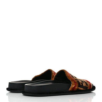 Fendi Velvet FF Slide Sandals 37 Testa di Moro Tobacco Fragola 4 of 8