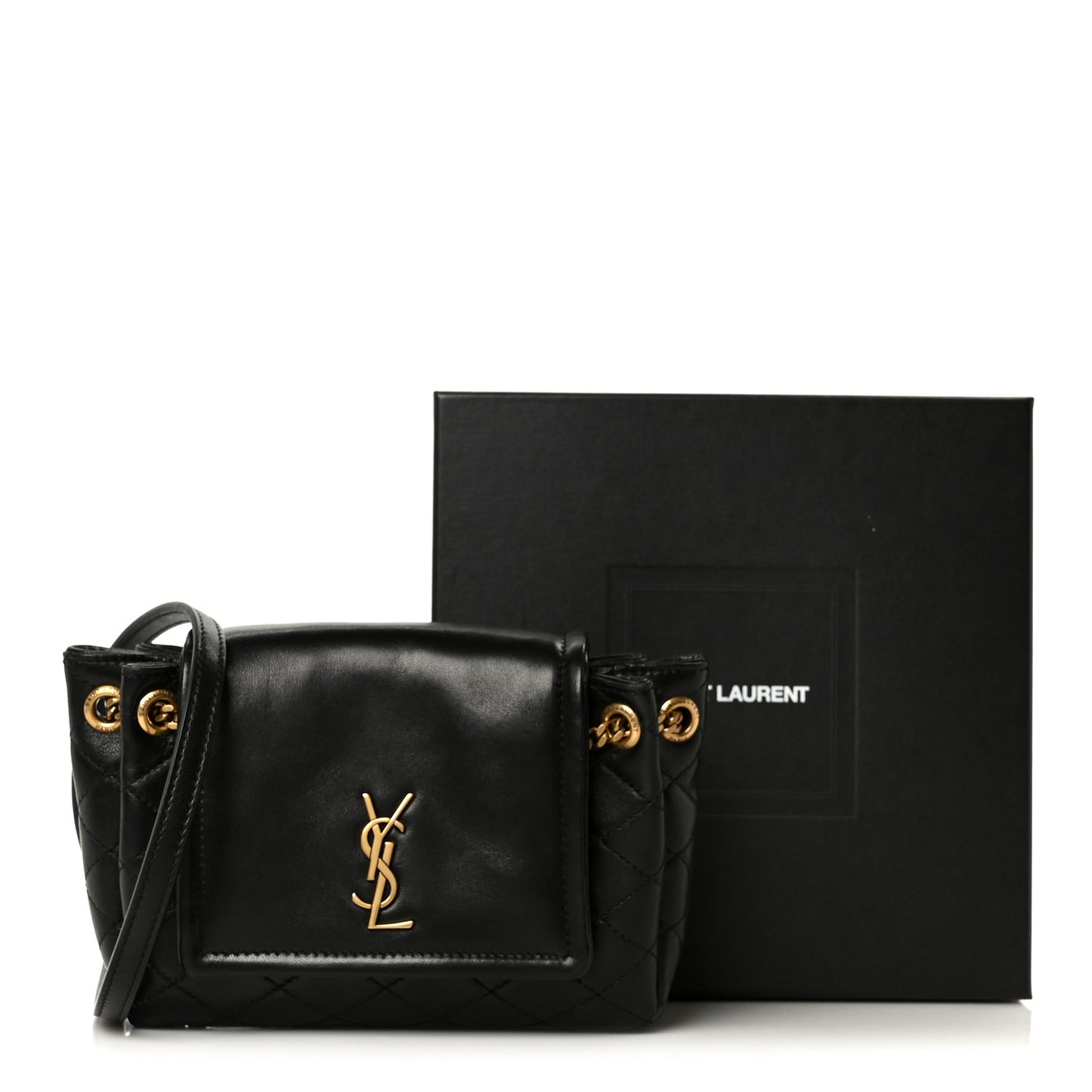 Lambskin Quilted Monogram Mini Nolita Black